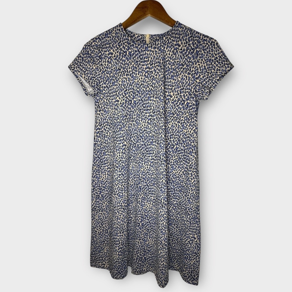 J. McLaughlin Blue Animal Print Cheetah Dress Pockets Business Casual Preppy‎ XS